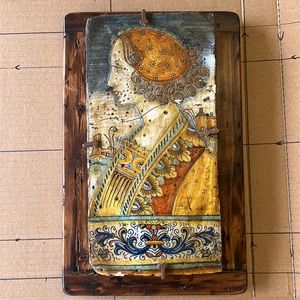 Hand painted Tuscan terra cotta roof tile